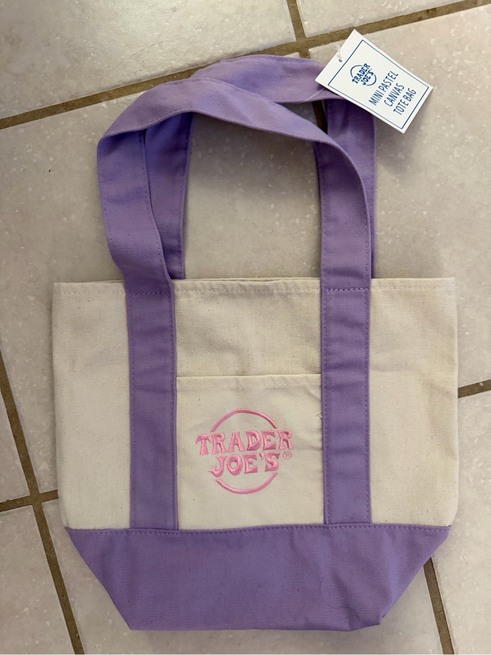 Trader Joe's Lilac and Natural Canvas Tote
